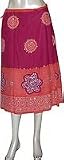 Women's Cotton Skirt in Red with Block Print Size M (skt284a)