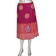Women's Cotton Skirt in Red with Block Print Size M (skt284a)