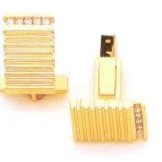 14K Gold Rectangle .30ct Diamond Cuff Links