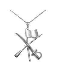 Color Guard Flag Rifle Saber Necklace in Silver for Color Guard