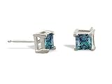 14K White Gold Square Created Alexandrite Stud Earrings