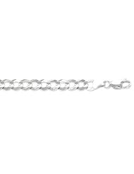 14K White Gold 5.7mm wide Diamond Cut Comfort Curb Chain with Lobster Clasp