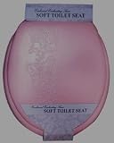 PINK EMBROIDERED BUTTERFLY STANDARD ROUND CUSHION PADDED SOFT TOILET SEAT