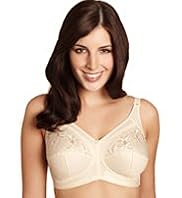 Total Support Non-Wired Floral Embroidered Crossover B-G Bra