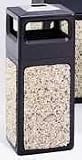 Aggregate Receptacle,15 Gal,Square Side Open,w/ Ash Urn BK