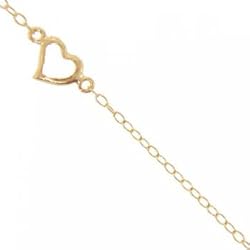 14K Yellow Gold Anklet w/ Multiple Open Heart Pendants
