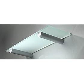 <b>Wall Shelf-Frosted Glass & Platinum Steel - (Frosted Glass w/ Platinum)</b>