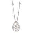 14k White Gold & Diamond Vintage-Style Teardrop Necklace- 16 IN (0.10ctw)