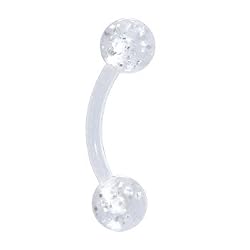 BIOPLAST Clear Acrylic Ball Glitter Eyebrow Ring