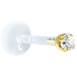 16 Gauge 3/8" Solid 14KT Yellow Gold 1.5mm Genuine Diamond Bioplast Push in Labret