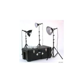 Smith Victor K6RC 3 Light, 1250 watt Home Portrait Lighting Kit with Light Cart on Wheels Carrying Case.