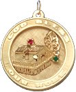 God Bless our Home House in Shadow Box, 14K Gold Charm