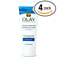 Olay Moisture Balancing Foaming Face Wash with Vitamin E for All Skin Types, 7-Ounce Tubes (Pack of 4)