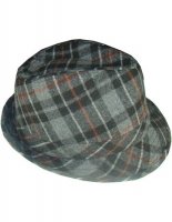 Outer Rebel Fashion Squaretop Fedora Hat- Black, Grey & Red Felt