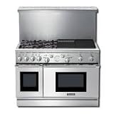 Thermador Pro Grand PRD484ECG 48 Pro-Style Dual-Fuel Range with 4 Star Burners (2 w/ ExtraLow Simmer Settings), Electric Griddle & Gas Grill, European 3rd Element Convection & Extra-Large-Capacity Oven