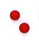 14k Yellow 7 mm Round Dark-Red Coral Earrings