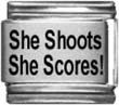 Clearly Charming She Shoots, She Scores Laser Italian Charm