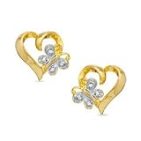 Diamond Accent Butterfly Heart Earrings in 18K Gold-Plated Sterling Silver SOLD ORDER