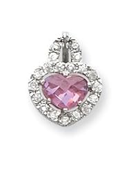 Sterling Silver Pink and Clear CZ Heart Pendant