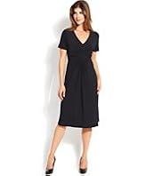 Jersey Short-Sleeve V-Neck Sunray Dress