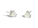 14K White Gold Genuine Trillion Opal Stud Earrings