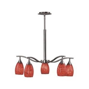 Kenroy Home 44305BS-LAVA Medici 5-Light Chandelier with Lava Blown Glass, Brushed Steel by Kenroy Home