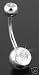 Double Cz Swarovski Gem Belly Navel piercing bar body jewelry