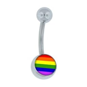Gay Rainbow Flag Logo Belly Button Navel Ring