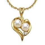 Pearl & Diamond Pendant in 14K Yellow Gold