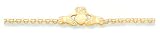 14kt Gold Celtic Irish Claddagh Bracelet (Available in 7" or 8" Length)