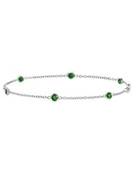 Gemstone tsavorite by the yard bracelet in white gold 14k with 0.60 Carat 7 inch length