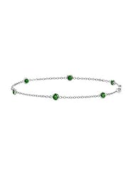 Gemstone tsavorite by the yard bracelet in white gold 14k with 0.60 Carat 7 inch length
