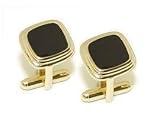 23 Karat Gold Plated Black Lacquer Cuff Links