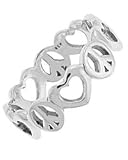 Boma Sterling Silver Peace Signs & Hearts Ring