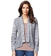 Indigo Collection Pure Cotton Space-Dye Military Cardigan