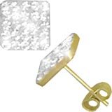 Image of Jewelco London 9ct Gold Clear Sparkling Crystal set 8 x 8 mm Square Studs