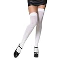 WHITE Opaque Nylon Thigh Highs Adult Halloween Outfit - One Size Fits Most Women