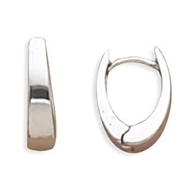 Polished Oval Square Tube Hinged Huggies Earrings