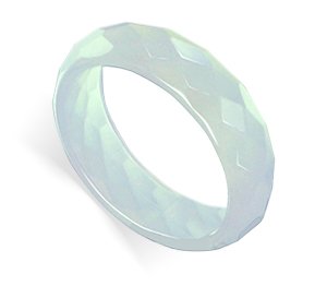 Dyed White Agate 6 MM Faceted Band Gemstone Ring
