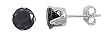 Sterling Silver Stud Earrings with Round Black CZ - Stamping Setting, Size: 3mm