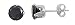 Sterling Silver Stud Earrings with Round Black CZ - Stamping Setting, Size: 3mm