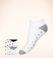 2 Pairs of Cotton Rich Spotted Trainer Liner Sports Socks