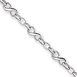 14k White Gold 9 Inch Hollow Polished Fancy Link Anklet