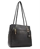 Giani Bernini Leather Napa Shopper Handbag/Purse With Side Cell Phone Pocket ~ Black In Color
