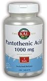 Pantothenic Acid 100 Tabs 1000 mg ( Vitamin B-5 Sustained Release ) By Kal ( gaining weight, Apprehension, Hypoglycemia, Tendency, Moments of confusion, Poor memory, Feelings of frustration, Alternating diarrhea and constipation, Osteoporosis, immune diseases hepatitis, heart fluttering, headedness, Low blood pressure, Headaches, Alcohol intolerance. )