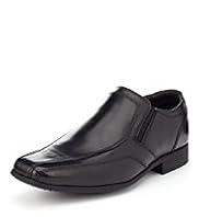 Leather Square Toe Slip-On Shoes