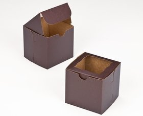 Dress My Cupcake Single Standard Chocolate Brown Cupcake Box and Holder (With Window), Set of 100 - Holder, Box, Carrier, Display