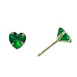 14K Yellow Gold .47 Carat CZ Heart May Birthstone Earrings