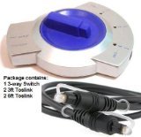 Digital Audio Optical Toslink 3-Way Selector / Switch with 2 6ft and 2 3ft Toslink Cables