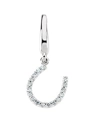 14K White Gold .08 cttw Horseshoe Charm
